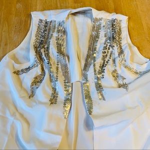 Love Stitch White and Silver Sequin Tunic Vest